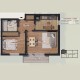 Apartament 2 camere tip 1E — detaliu plan
