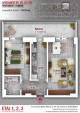 Plan apartament 2 camere, etaje 1-3, 74.15 mp