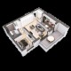 Apartament 2 camere Londra - compartimentare 3D