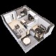 Apartament 2 camere Roma - compartimentare 3D