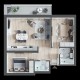 Prima Arena Oradea - apartament 3 camere, tip Berlin (plan 3D)