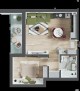 Plan apartament tip GRAZ - 2 camere open space cu dressing