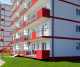 Fatada cladire Corner Apartments - balcoane si finisaje exterioare