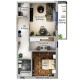 Plan apartament 2 camere tip Romulus (63,35 m²)